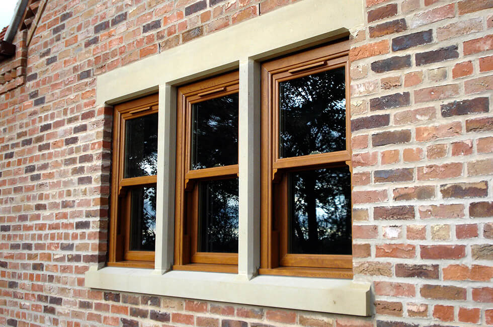 UPVC Vertical Slider Sash Windows Golden Oak - Multiple Windows