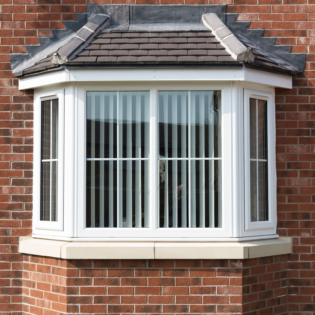 White UPVC Bay Window Installation Exterior